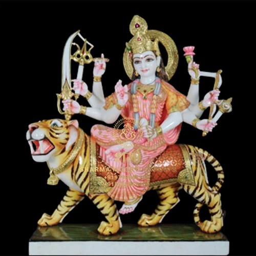 White Marble Beautiful Durga Maa Statue of 3Feet