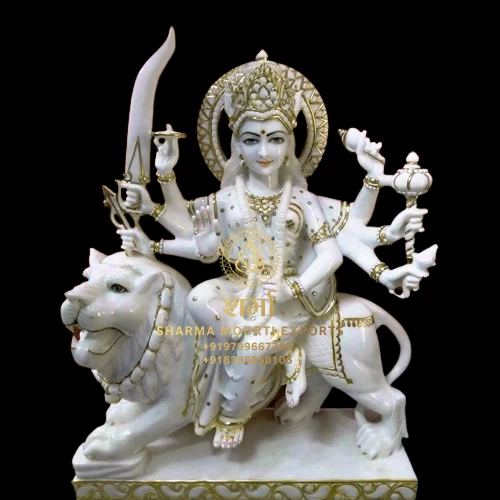 White Marble Beautiful Durga Maa Statue From Jaipur