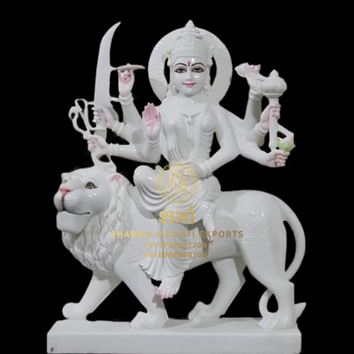 White Makarana Marble Durga Maa Statue Of 2Feet