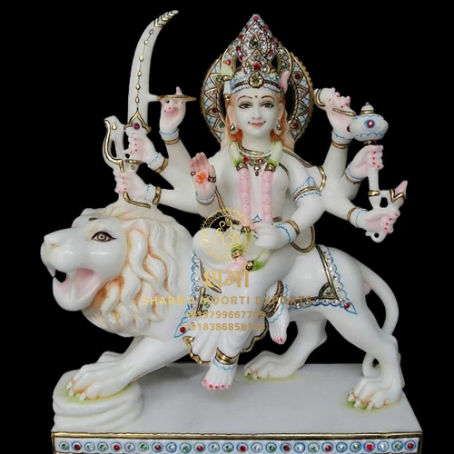 White Makarana Marble Durga Maa Statue from Jaipur