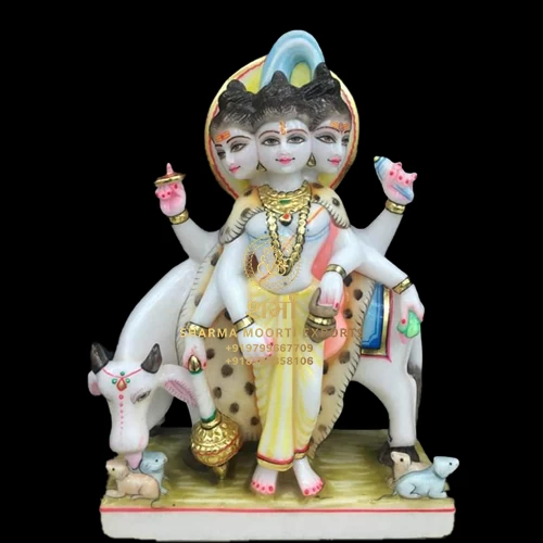 Manufacturer Of White Blessing Marble Dattatreya ji Statue of 1Feet