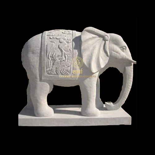 Pure White Marble Elephant Statue of 2Feet