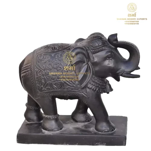 Black Marble Elephant Statue of 2 Feet