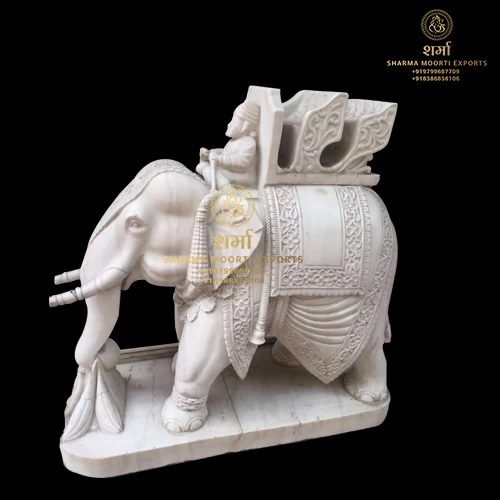 Special White Marble Beautiful Elephant Statue Of 5Feet