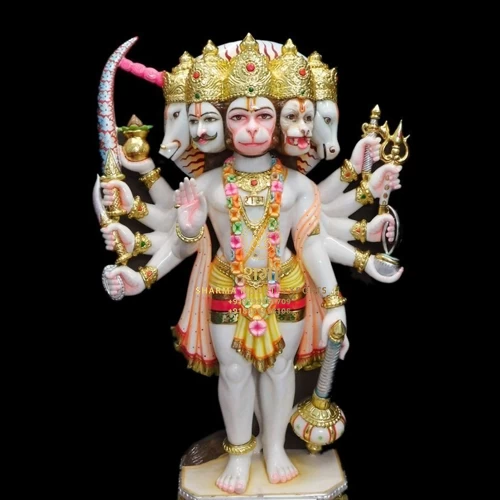 White Marble Panchmukhi Hanuman JI Statue