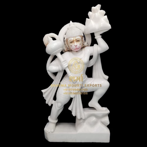 White Marble Beautiful Hanuman Ji Statue of 5 Feet