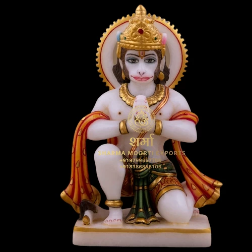 Manufacturer Of White Blessing Marble Hanuman ji Statue of 1Feet