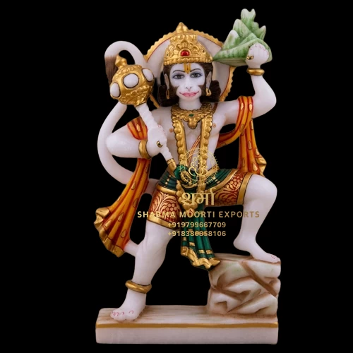 Manufacturer Of White Marble Hanuman ji Statue of 3Feet