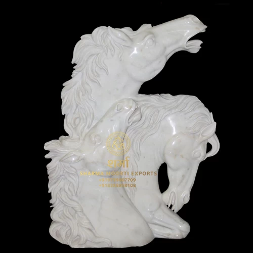 White Marble Horse Face Sculpture