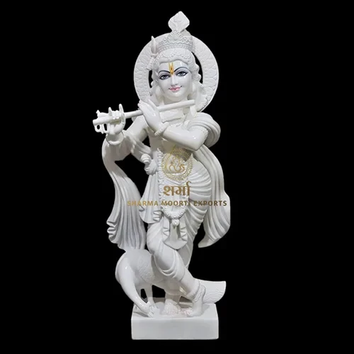 White Marble Beautiful Krishna Statue