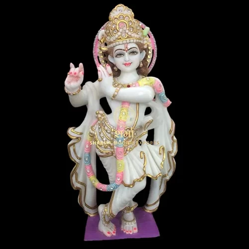 White Marble Beautiful Best Carving Krishna Statue