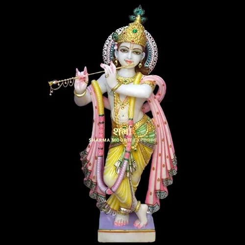 Colored Marble Beautiful Krishna Statue of 3 Feet