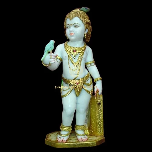 Marble Krishna Gopal With Parrot