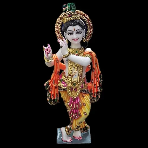 Colored Marble Beautiful Krishna Statue of 1 Feet