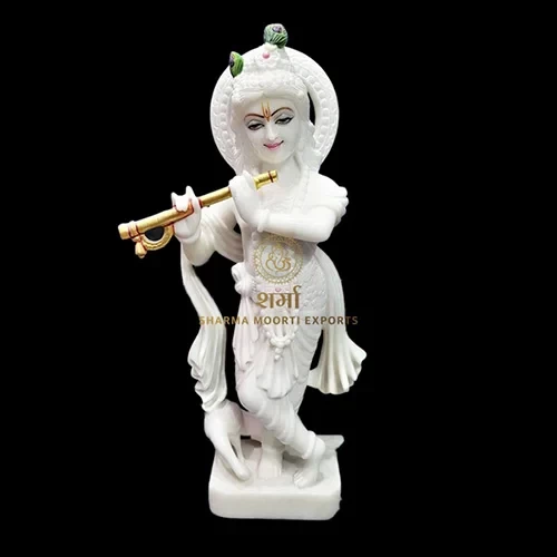 White Marble Krishna Statue of 1.5 Feet