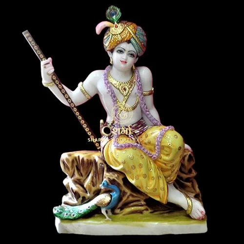 New Style White Marble Krishna Statue