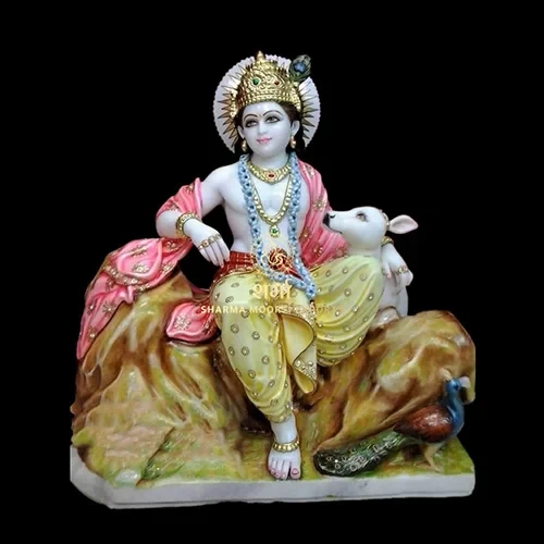 White Marble Beautiful Krishna Statue of 2.5Feet