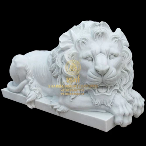 Pure White Marble Lion Statue