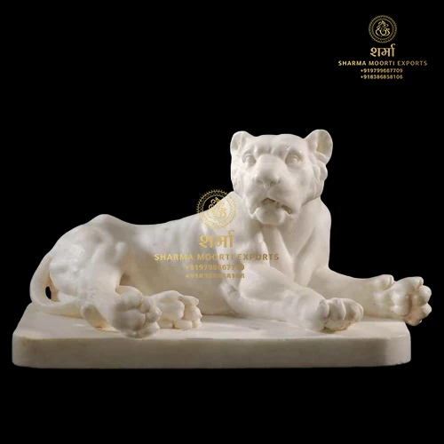 Marble Lion Sculpture Sitting