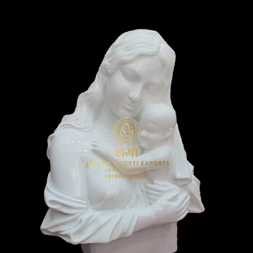 Marble Lady Figure With Daughter Sculpture