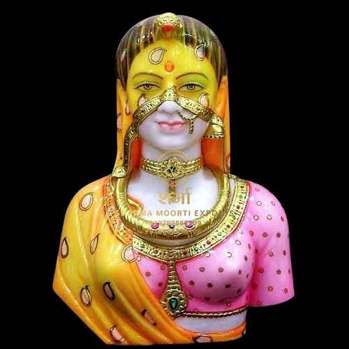 Marble Rajasthani Bani Thani Statue Of 2.5Feet With Yellow Vani