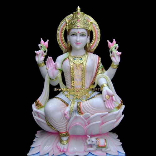 Manufacturer Of White Blessing Marble Laxmi Maa ji Statue of 1Feet