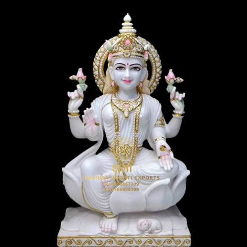 White Marble Makrana Laxmi Maa Statue For Temple