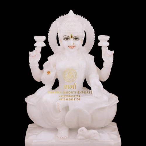 Pure White Marble Laxmi Maa Statue