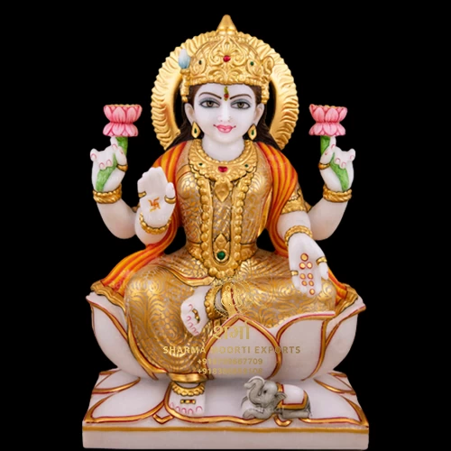 Colored Marble Beautiful Laxmi Maa Statue Of 1 Feet