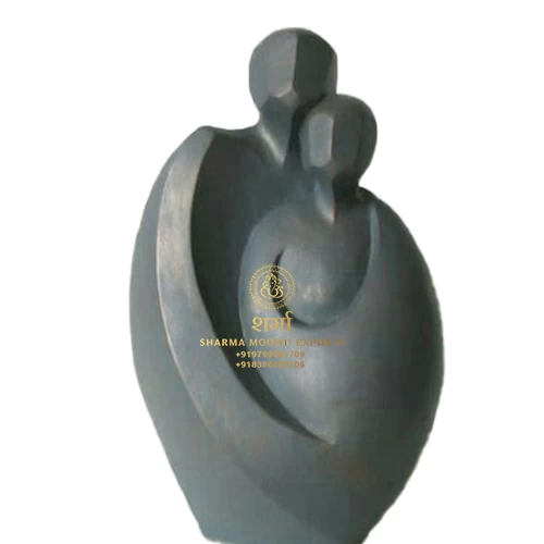 Black Marble Mom With Son Figure Modern Art