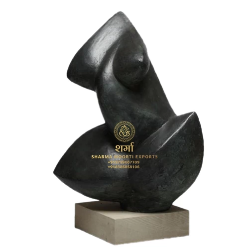 Fat Black Marble Lady Figure Modern Art