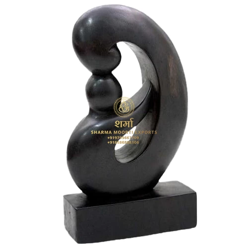 Black Marble Mom With Son Figure Modern Art Of 2 Feet