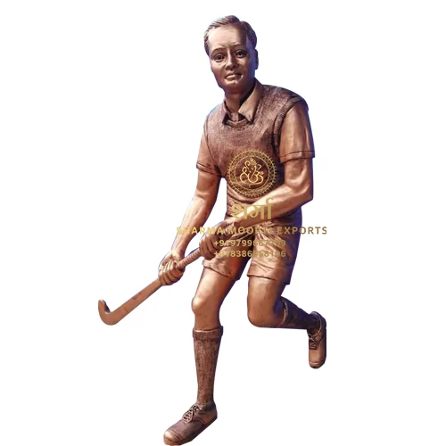 Metal Hockey Player Statue