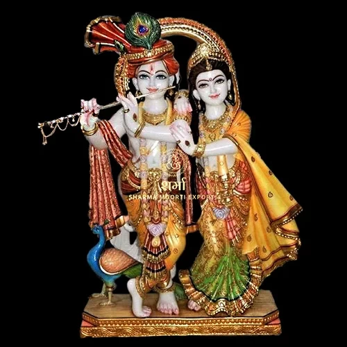 Colored Marble Beautiful Radha Krishna Statue Of 2Feet