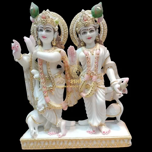 White Marble Beautiful Radha Krishna Statue 3Feet