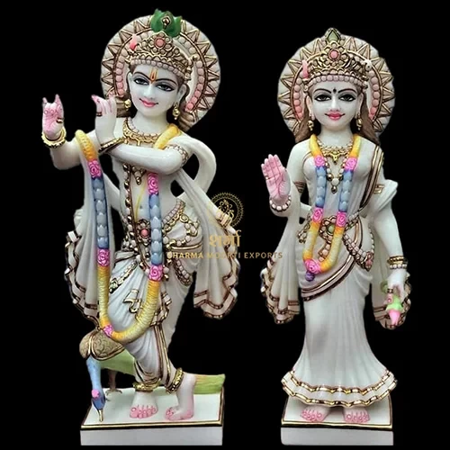 Manufacturer Of White Marble Radha Krishna Ji Statue of 2Feet