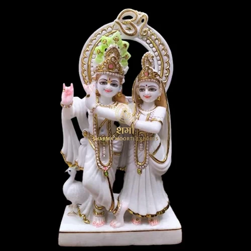 White Marble Beautiful Jugal Jodi Statue