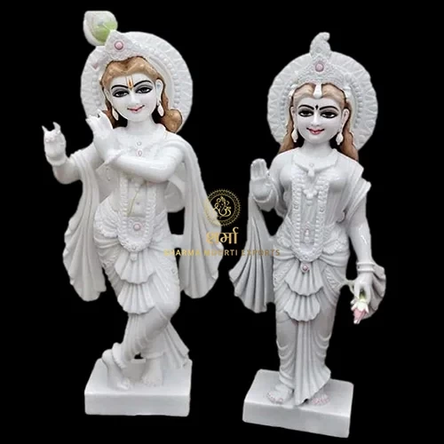 White Marble Beautiful Radha Krishna Statue Of 3Feet