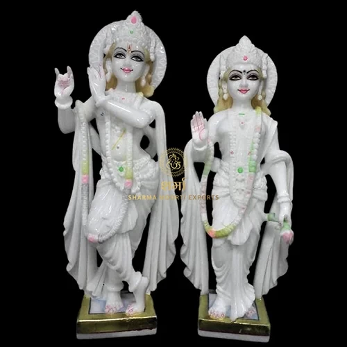 White Markarana Marble Radha Krishna Statue