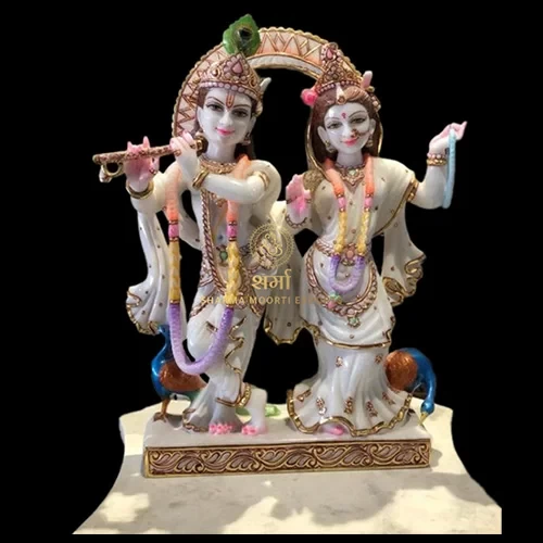 Special White Marble Beautiful Radha krishna Statue Dancing Position