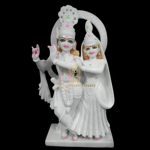 White Marble Beautiful Jugal Jodi Statue of 1.5Feet