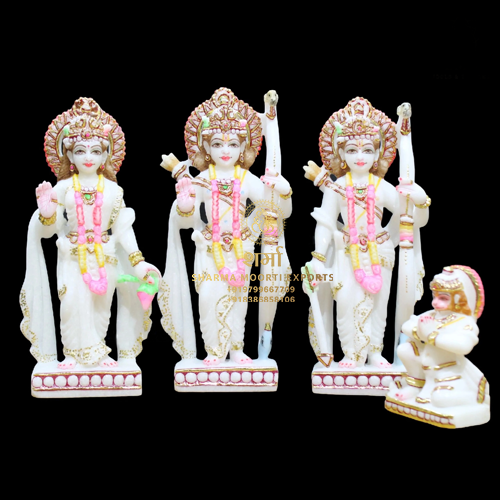 Special White Marble Beautiful Ram Darbar Statue Of 2.5 Feet