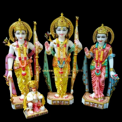 Indian Lord White Marble Ram Darbar Statue