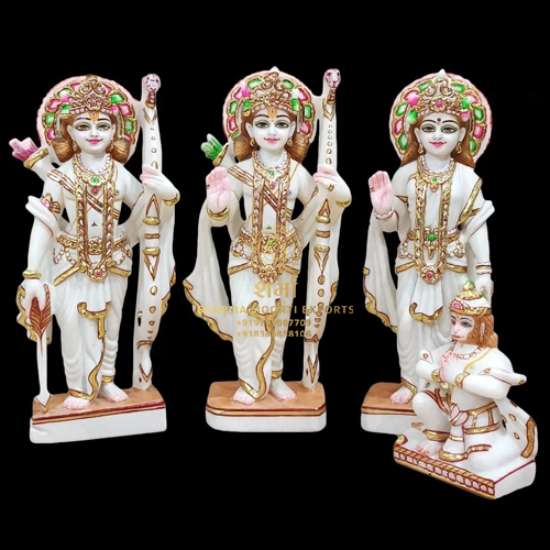Special Carving White Marble Beautiful Ram Darbar Statue