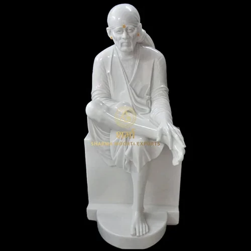 Manufacturer Of White Blessing Marble Sai Baba ji Statue of 5Feet