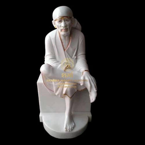 White Marble Beautiful Sai Baba Statue Of 1Feet