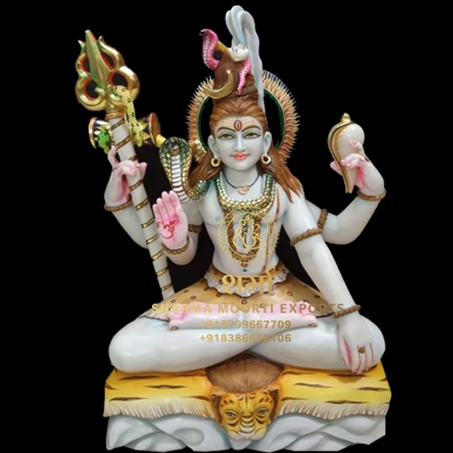 Manufacturer Of White Blessing Marble Shiva ji Statue of 1Feet