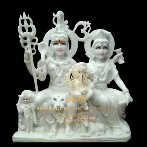 Special White Marble Beautiful Shiva Family Statue