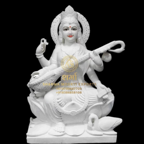 White Marble Beautiful Saraswati Maa Statue