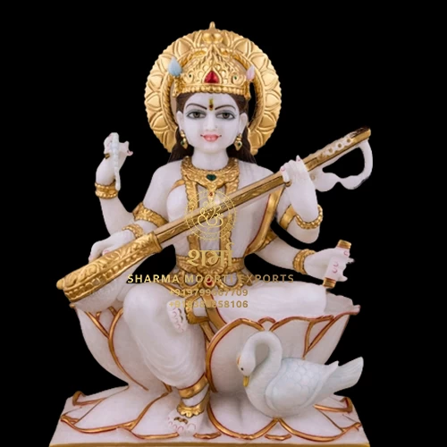 Buy Special White Marble Beautiful Saraswati Maa Statue From Jaipur